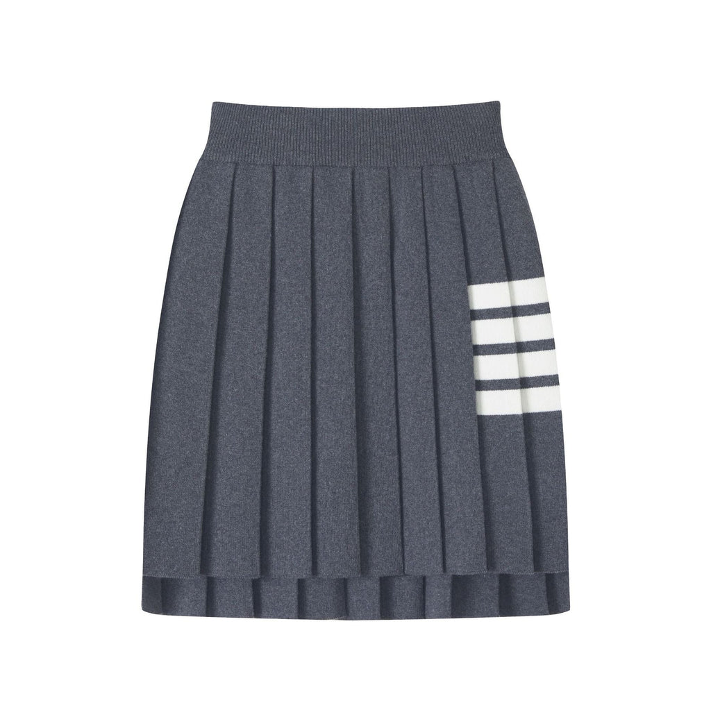 Women's 4-Bar Knitted Pleated Midi Skirt | Thom Browne