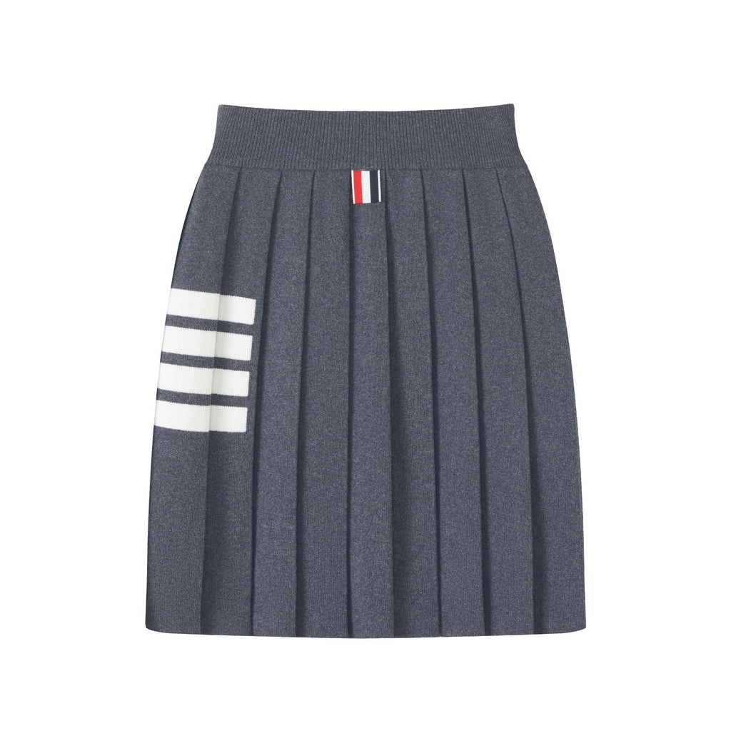 Women's 4-Bar Knitted Pleated Midi Skirt | Thom Browne