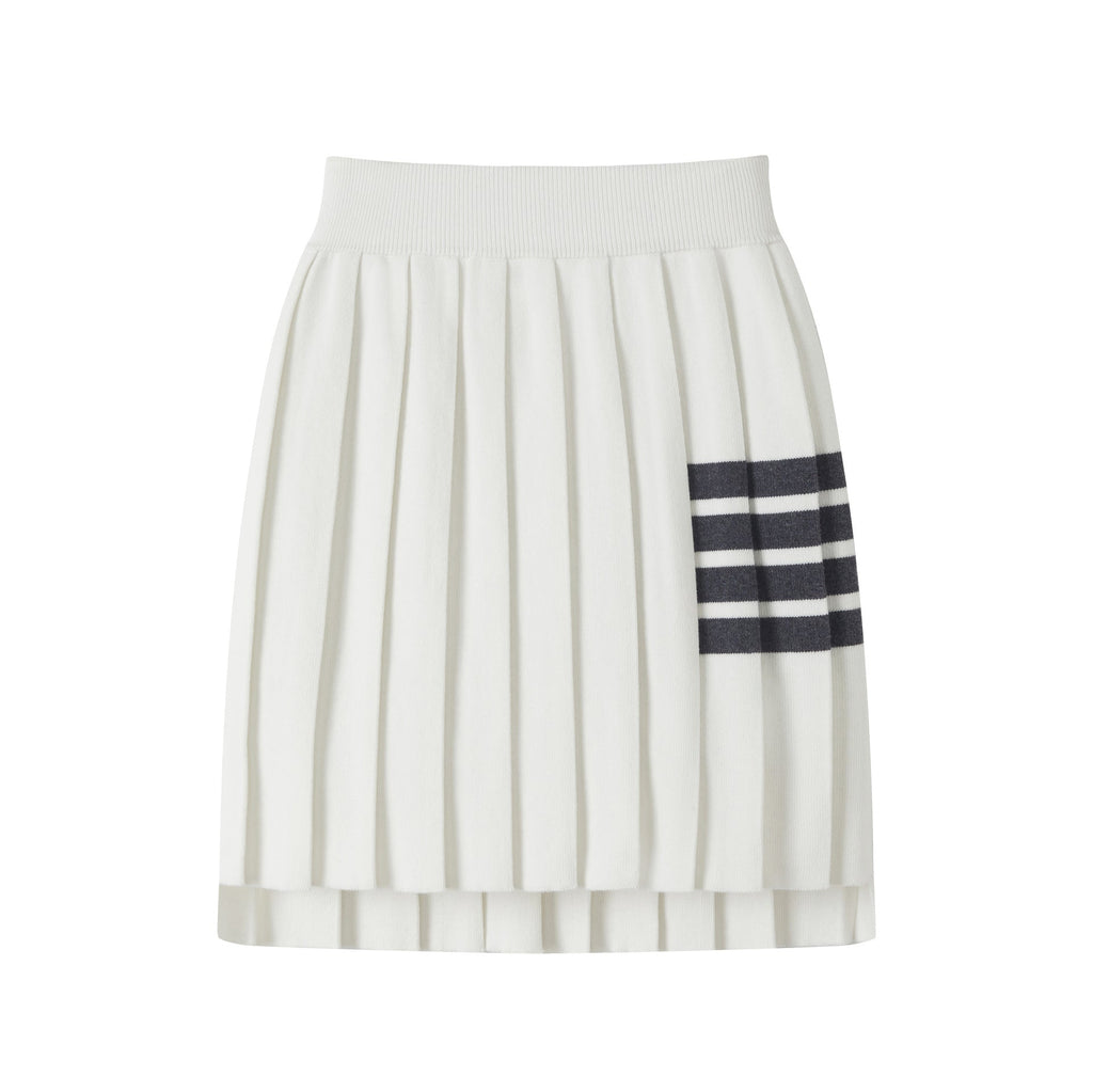 Women's 4-Bar Knitted Pleated Midi Skirt | Thom Browne