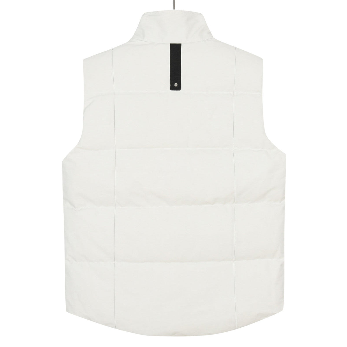 Moose Knuckles Puffer Vest in White with Tonal Logo and Stud Details