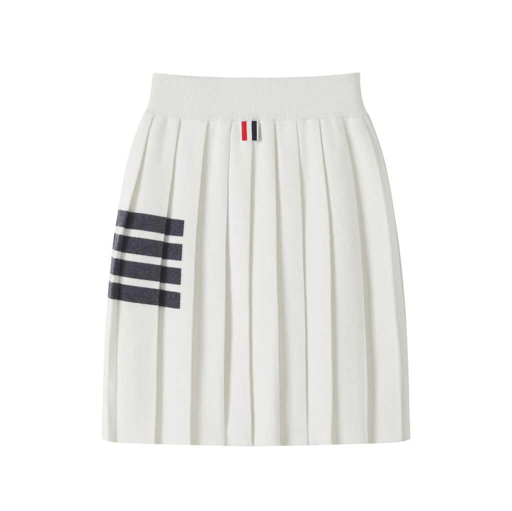 Women's 4-Bar Knitted Pleated Midi Skirt | Thom Browne