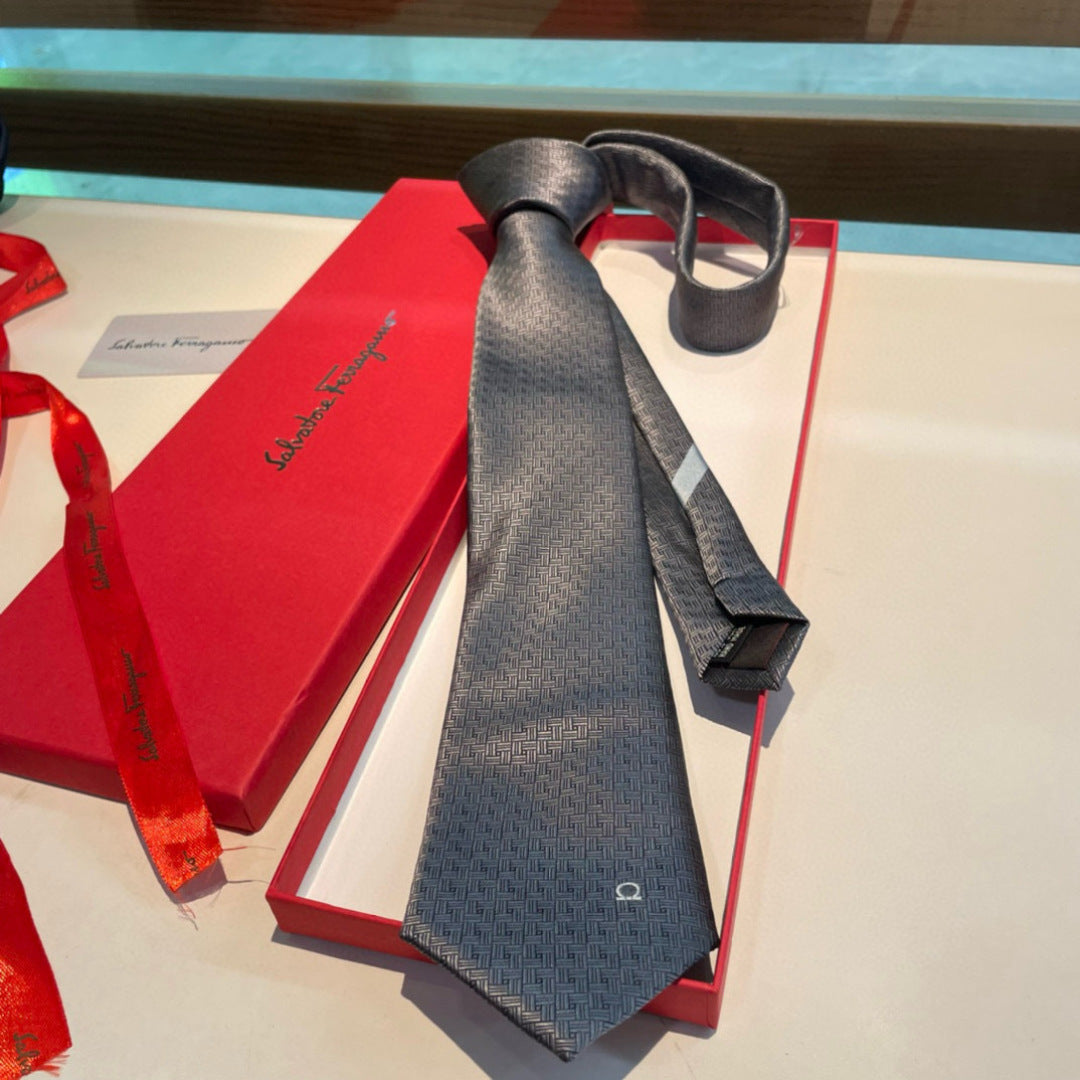 Ferragamo Style Men's Gancini Silk Tie