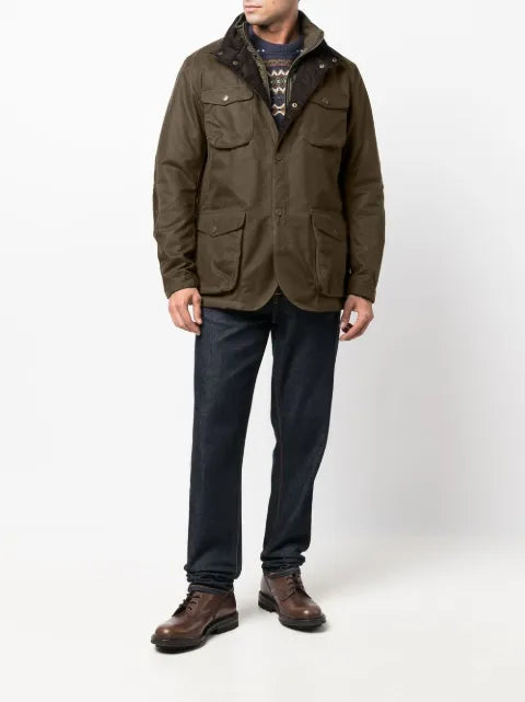 Barbour waxed elbow-patch coat
