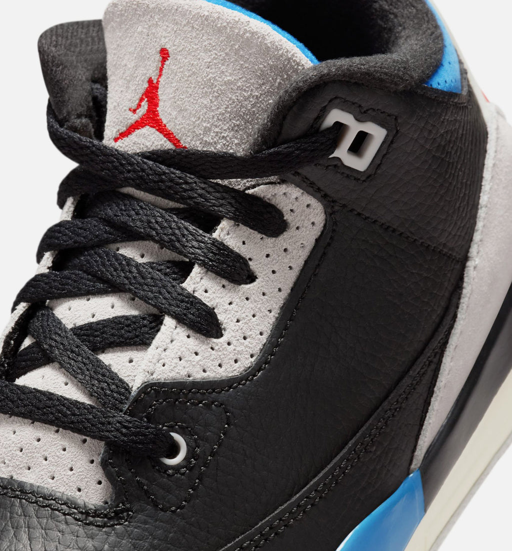 Air Jordan 3 Retro OG Rare Air Preschool Sneakers - Black / Chile Red / Neutral Grey