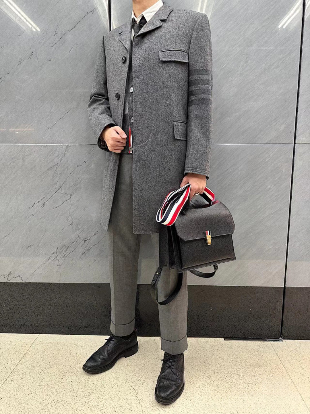 Unisex long wool coat | Thom Browne