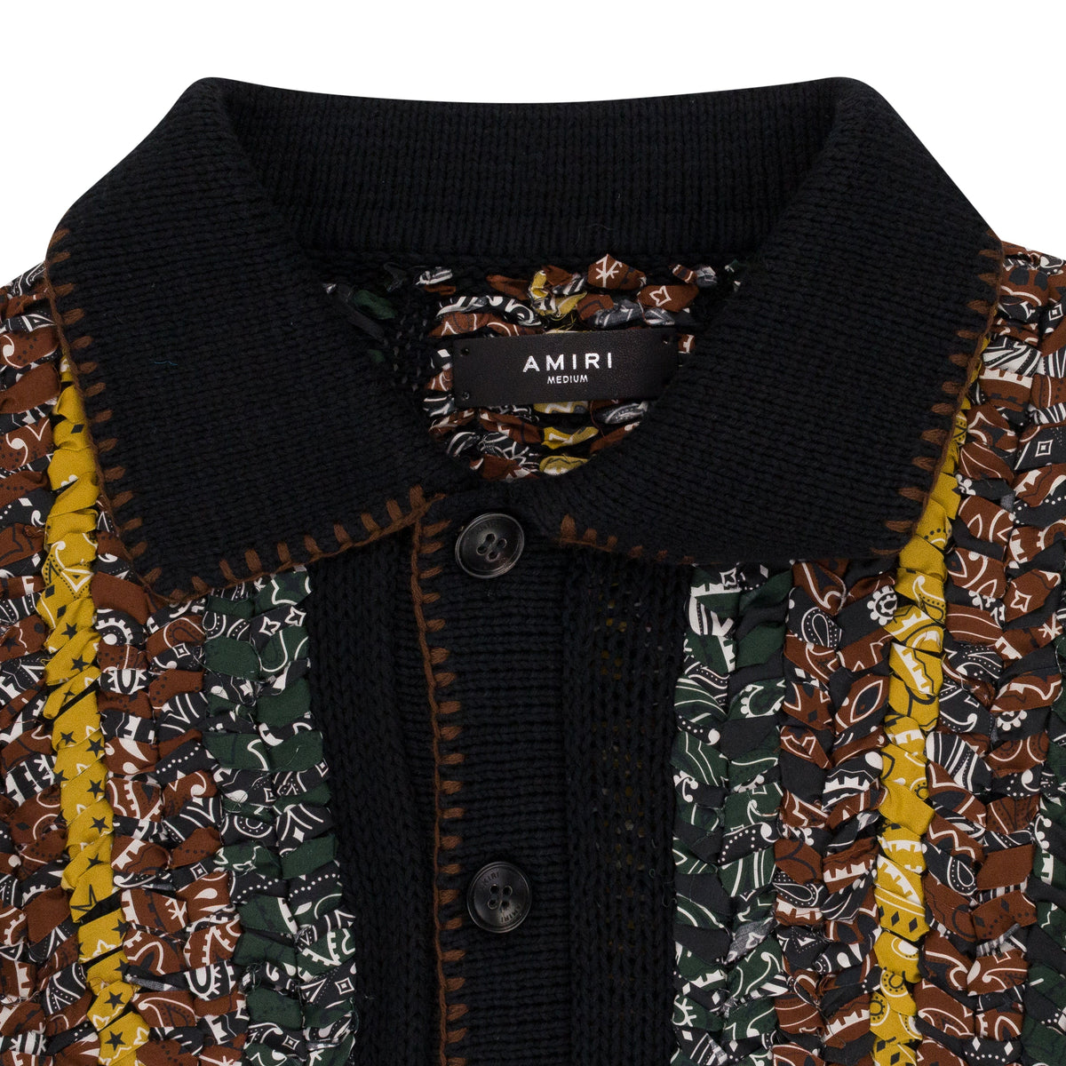 BLACK BRAIDED BANDANA BUTTON-UP SHIRTS