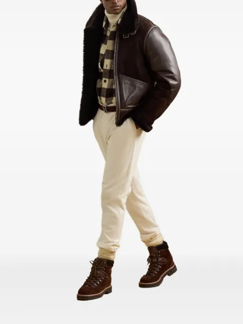Ralph Lauren Purple Label shearling-collar biker jacket