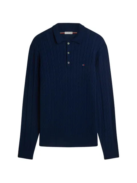 Tommy Hilfiger cable-knit polo-collar sweater