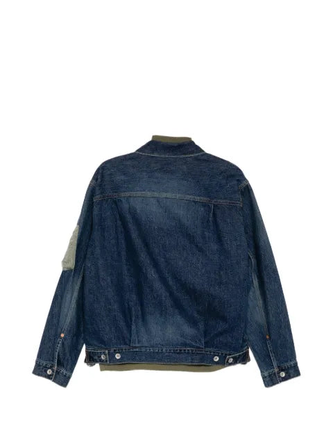 sacai denim layered twill jacket