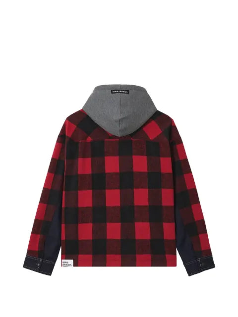 izzue check-pattern drawstring-hood jacket
