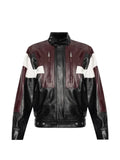 DSQUARED2 colour-block stand-collar leather jacket