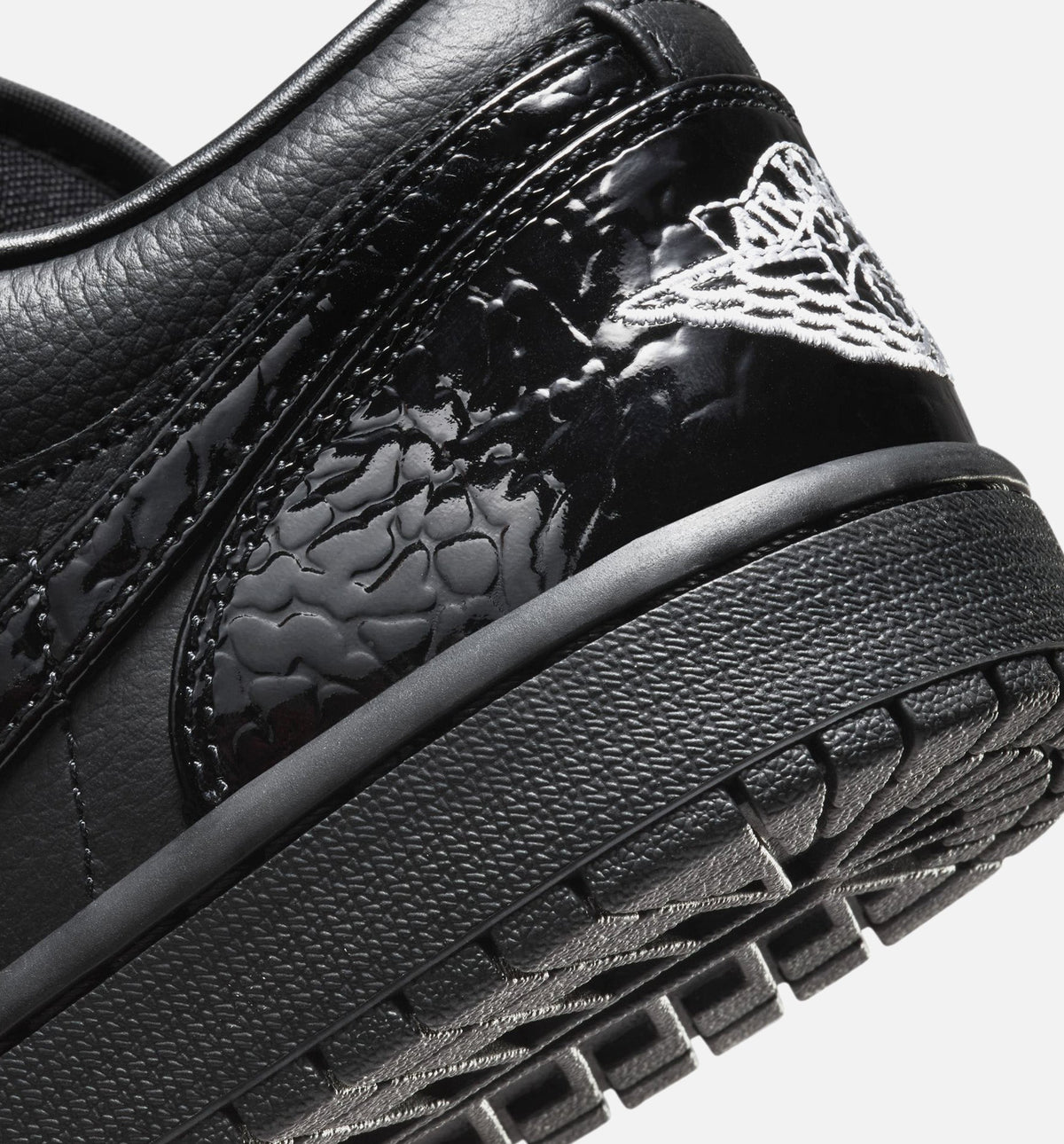 Air Jordan 1 Low Patent Elephant Women's Lifestyle Shoes - Black/White/Metallic Silver