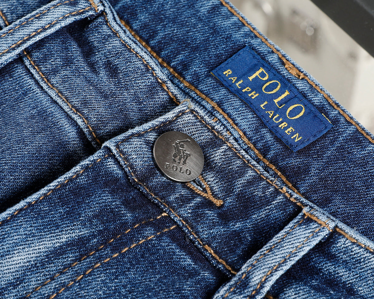 Men's Classic Straight‑Leg Denim Jeans Vintage Washed Casual Blue Pants