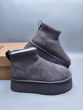 Grey Platform Elastic Low-Top Casual Shoes — New Arrival | In Stock