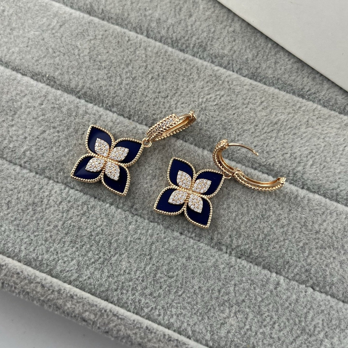 Roberto Coin Style Four-Leaf Clover Cubic Zirconia Earrings