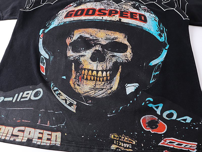 Godspeed Skull Helmet Graphic T-Shirt