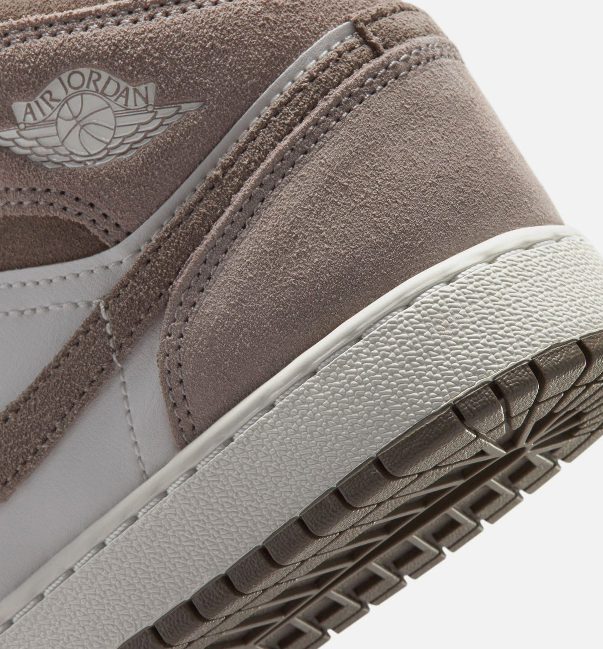 Air Jordan 1 Mid Grade School Lifestyle Shoe - Enigma Stone/Olive Grey/Summit White