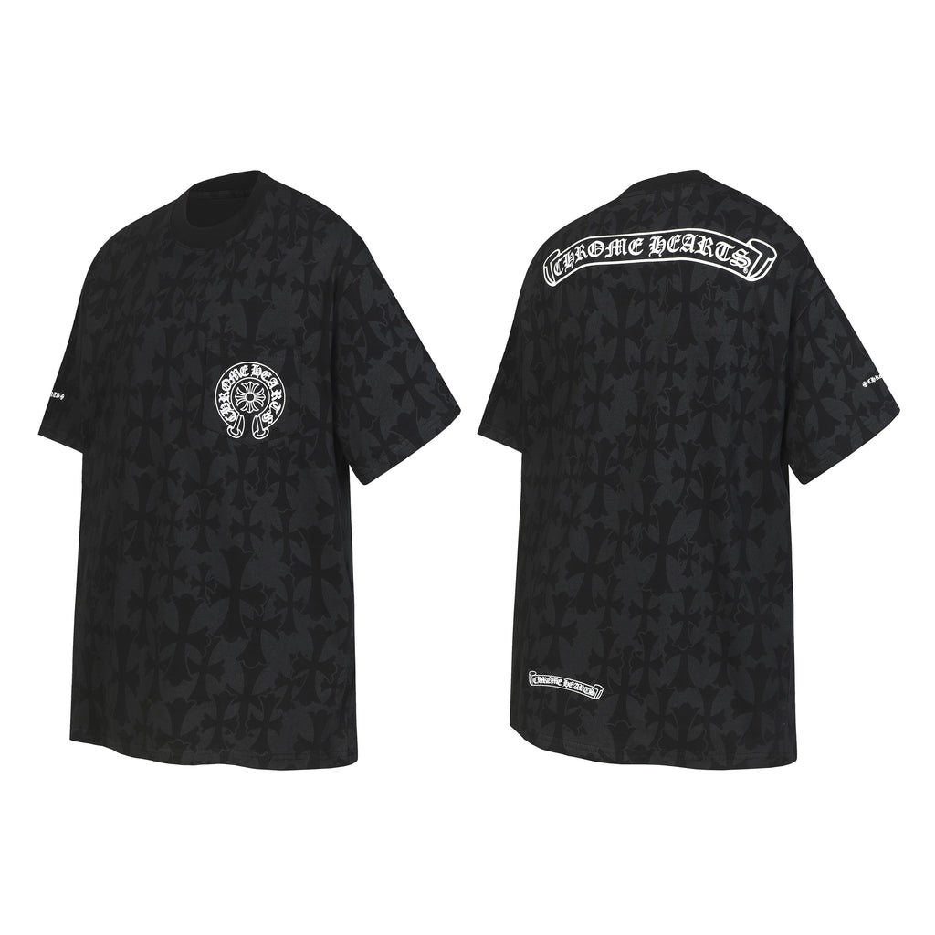 Chrome Hearts Cross Logo Monogram Scroll Logo Tee Black