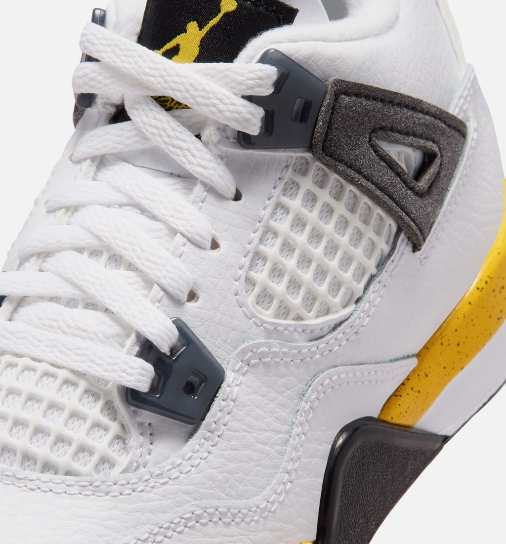 Air Jordan 4 Retro Rare Air Tour Yellow | Preschool Lifestyle Shoe | White/Dark Stucco/Black/Tour Yellow