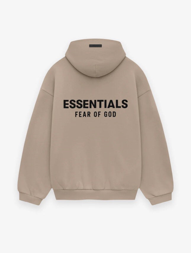 Fear of God Essentials Fleece Hoodie in Black/Desert Sand