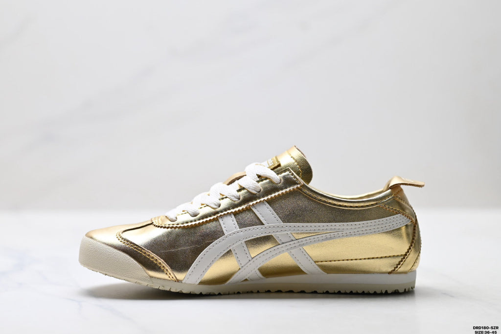 Onitsuka Tiger Retro Low Top Metallic Gold White Unisex Shoes Style 19