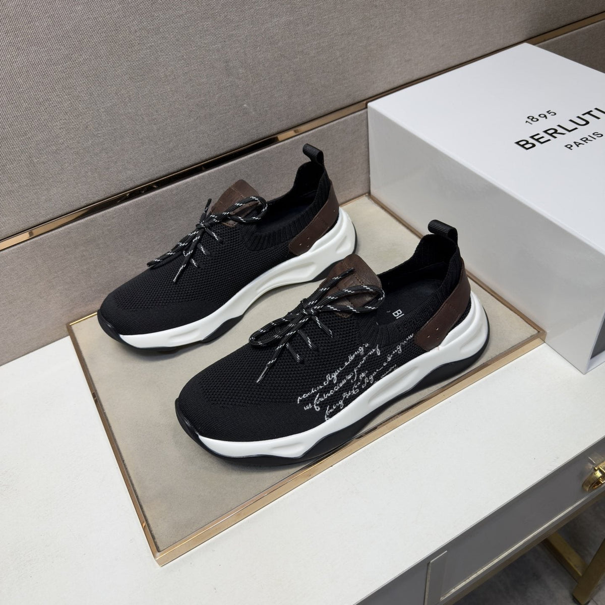 Berluti Black Mesh Lace-Up Sneakers