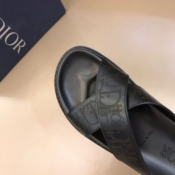 Dior Men's Black Crisscross Slide Sandals