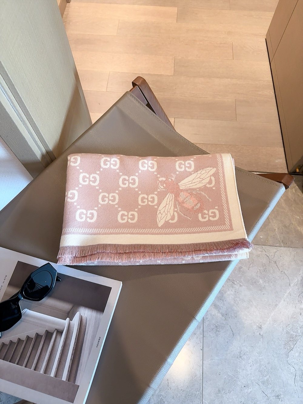 Fringed Geometric Motif Scarf