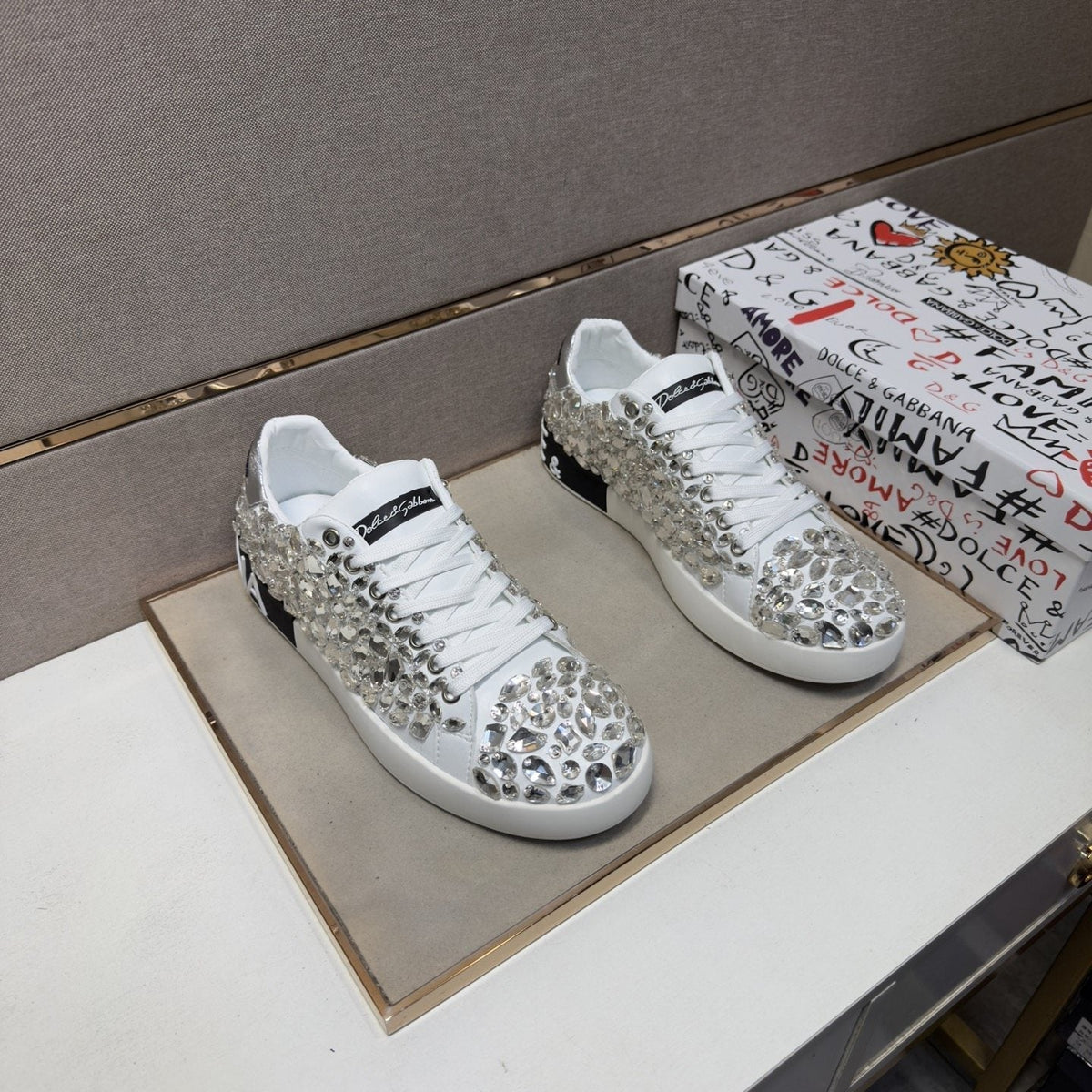 Dolce & Gabbana Crystal Low-Top Sneakers