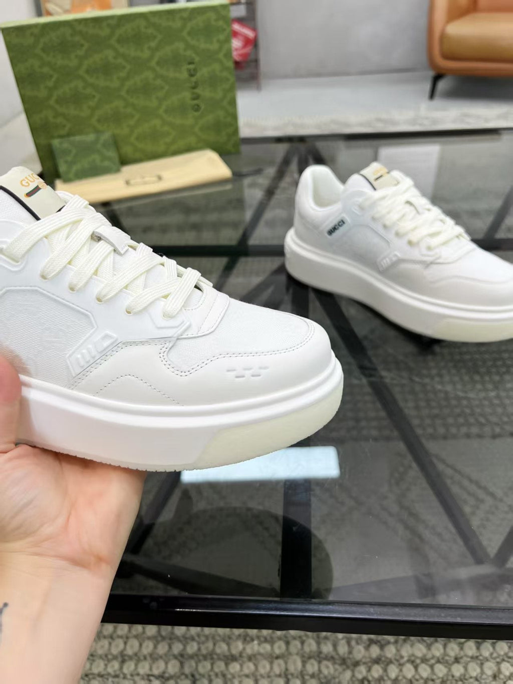 Gucci Men's Monogram Low-Top Sneakers - Layered Paneled Upper