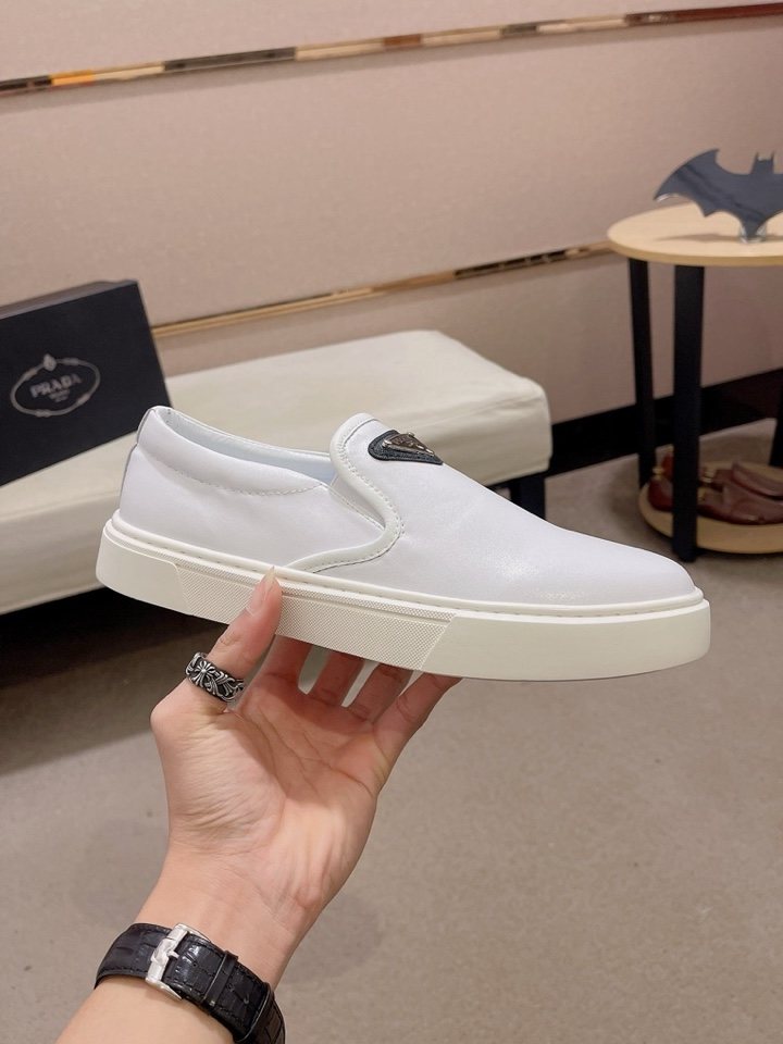 Prada Triangle-Patch Slip-On Shoes