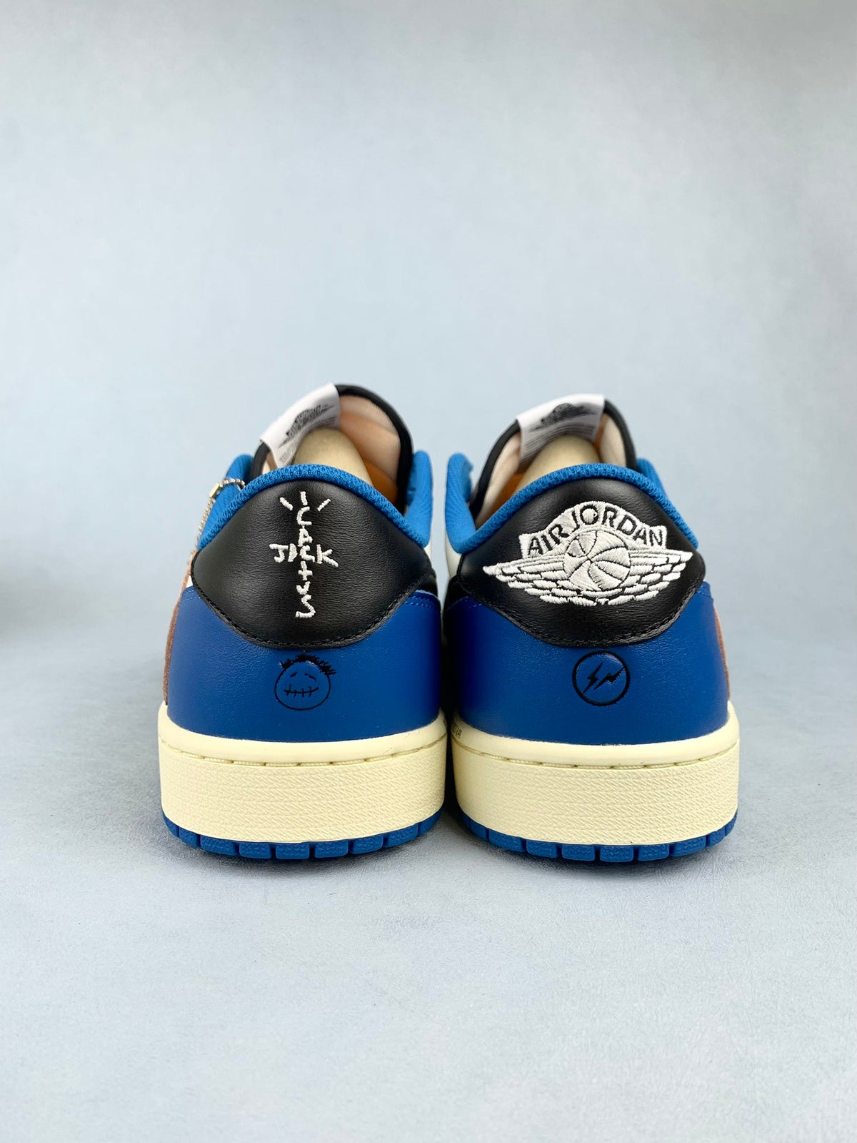 Air Jordan 1 Low White/Blue Lightning Reverse Swoos Unisex Sneakers DM7866-140