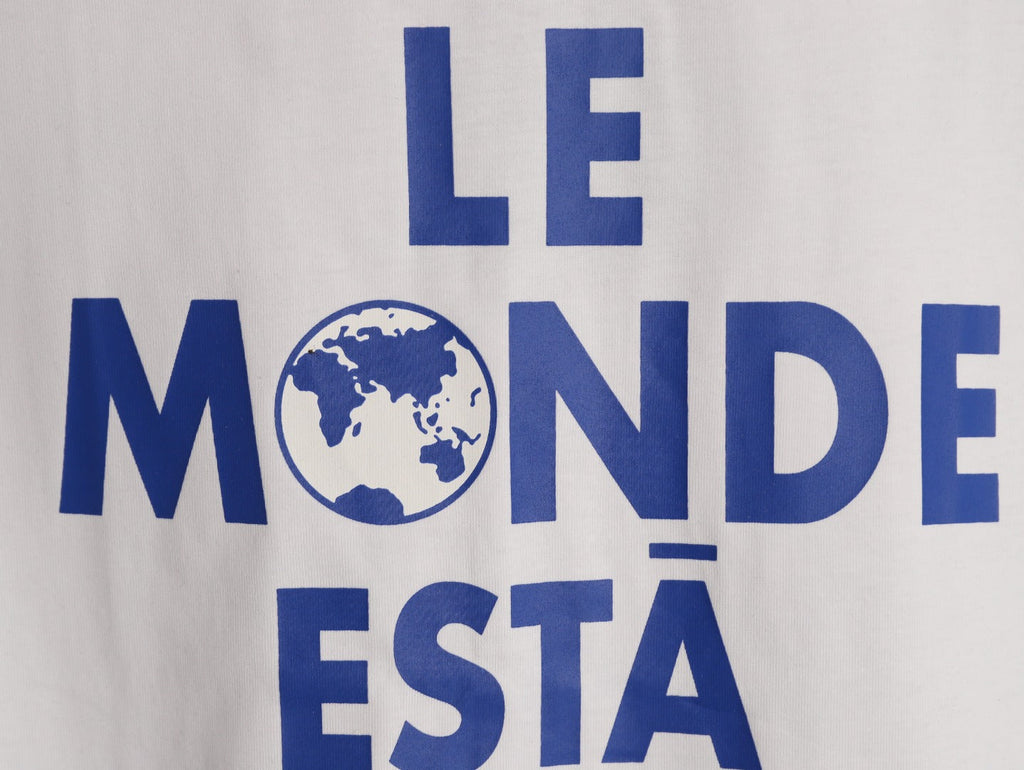 Louis Vuitton Globe Slogan Graphic Short-Sleeve T-Shirt - White